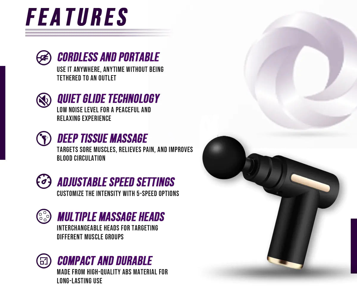 Deep Tissue Massage Gun – Muscle Recovery & Pain Relief Percussion Massager
