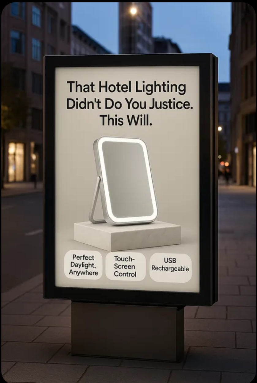 ExcelGlow™ Portable LED Glow Mirror — Your Anywhere Glow Ritual